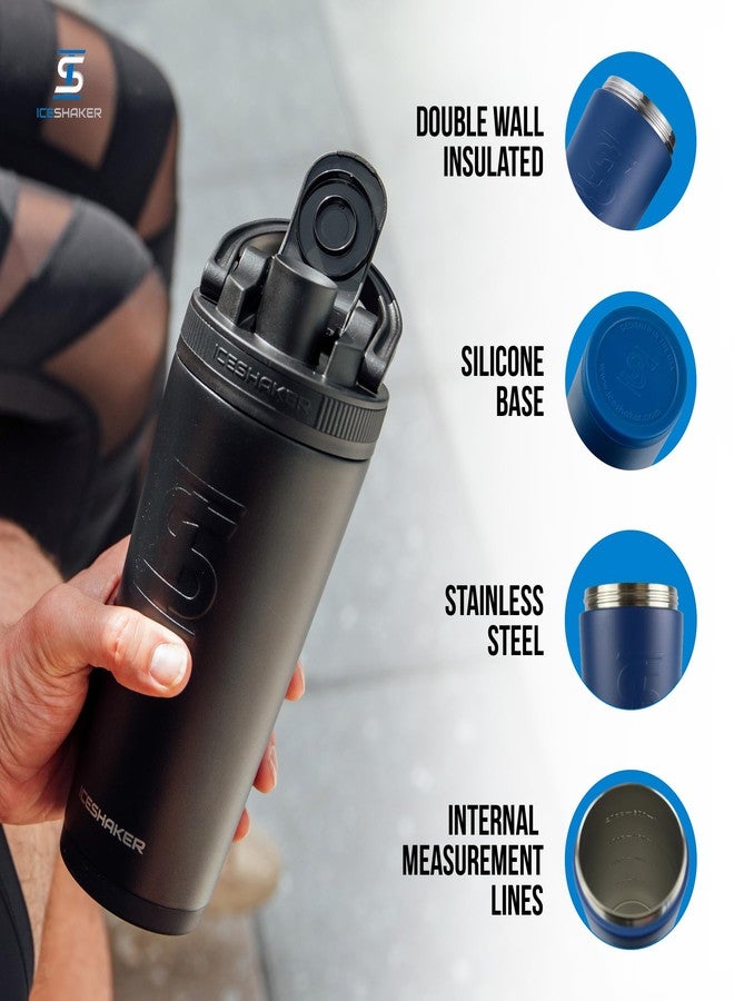 Ice Shaker Insulated Stainless Steel Shaker Bottle | 26oz, Navy | Cold for 30+ Hours | Insulated Cup with Twist-on Agitator | Odor-Free Bottle for Protein Shakes, Water, Smoothies, Cocktails - Image 2